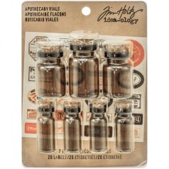   Díszítőelem, üveg, Apothecary Vials / Idea-ology Tim Holtz (7 db)