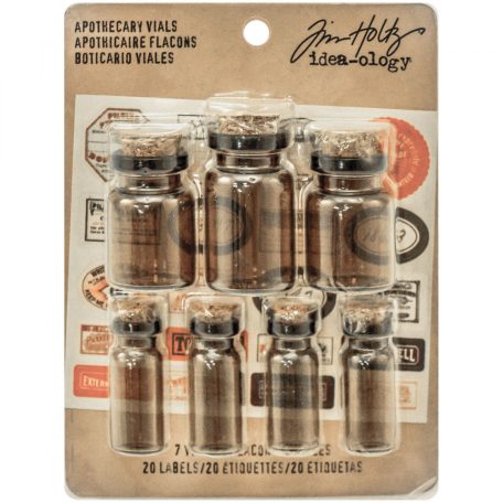 Díszítőelem, üveg, Apothecary Vials / Idea-ology Tim Holtz (7 db)