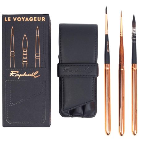 Összecsukható utazó ecset , Le Voyager Black Wallet Set / Raphaël Le Voyageur Travel Brush (1 csomag)