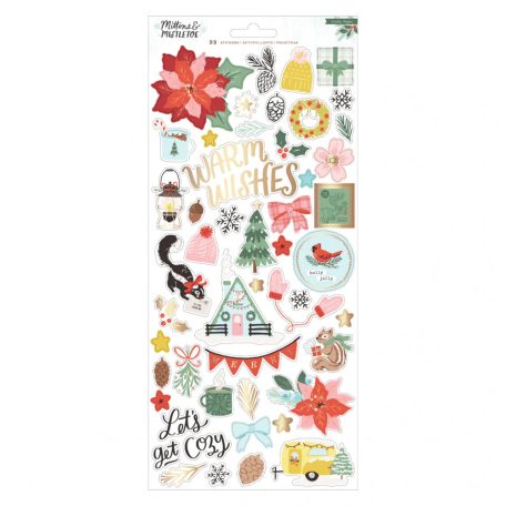 Matrica 6"x12", Cardstock / AC - Crate Paper - Mittens and Mistletoe (1 ív)