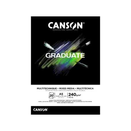 Mixed Media tömb, fekete A5 / 240g,  / CANSON GRADUATE ( db)