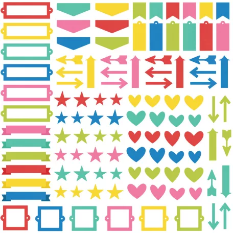 Chipboard díszítőelem , Chipboard Bits Summer/ Simple Stories Color Vibe (1 csomag)