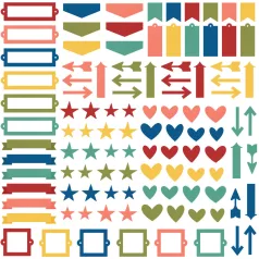   Chipboard díszítőelem , Chipboard Bits Bolds/ Simple Stories Color Vibe (1 csomag)