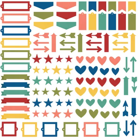 Chipboard díszítőelem , Chipboard Bits Bolds/ Simple Stories Color Vibe (1 csomag)