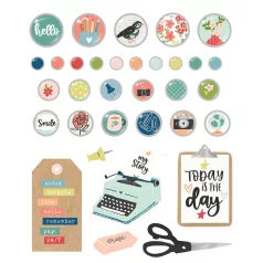   Díszítőelem , Decorative Brads / Simple Stories Life Captured (1 csomag)