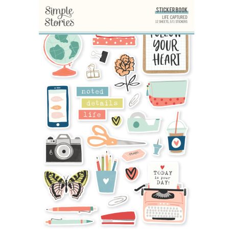 Matrica , Sticker Book / Simple Stories Life Captured (12 ív)