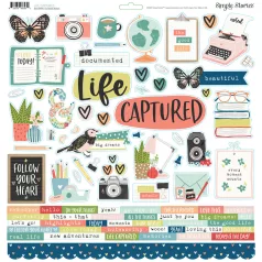   Matrica 12" (30 cm), Cardstock Stickers / Simple Stories Life Captured (1 ív)