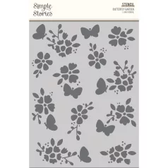  Stencil 6"x8", Butterfly Garden / Simple Stories The Simple Life (1 db)