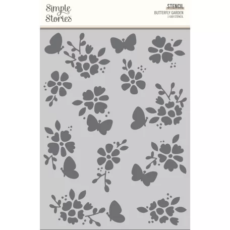 Stencil 6"x8", Butterfly Garden / Simple Stories The Simple Life (1 db)