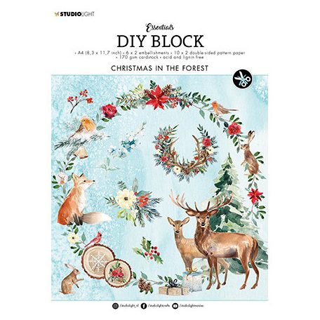 Papírkészlet / Kivágatok A4, Christmas in the forest Essentials nr.32 / SL DIY Block  (32 csomag)