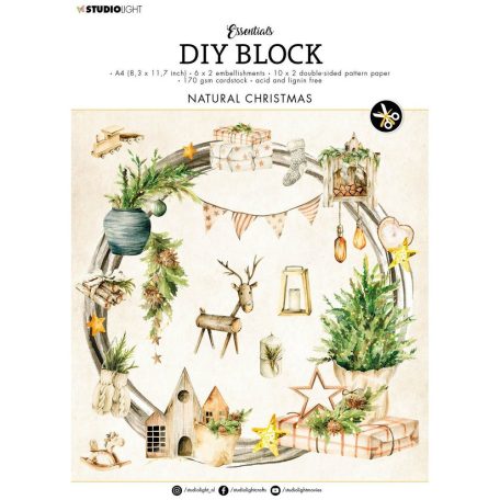 Papírkészlet / Kivágatok A4, Natural Christmas Essentials nr.33 / SL DIY Block  (32 csomag)