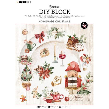 Papírkészlet / Kivágatok A4, Homemade Christmas Essentials nr.34 / SL DIY Block  (32 csomag)