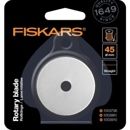 Fiskars recés pótpenge a 45mm-es görgős vágóhoz, Rotary Blade Ø45mm Straight (1 db)