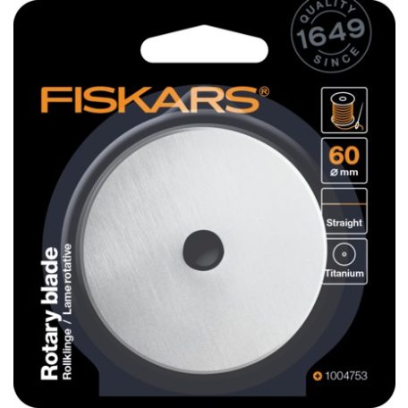 Fiskars titanium bevonatos pótpenge a 60 mm-es, görgős vágóhoz, Rotary Blade Ø60mm Titanium Straight (1 db)