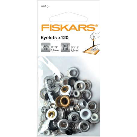 Fiskars szegecs készlet, Eyelets 1/8 & 3/16 Inch Round (120 db)