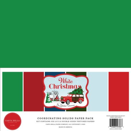 Papírkészlet 12" (30 cm), White Christmas Kétoldalas/ Carta Bella Coordinating Solids Paper Pack (6 lap)