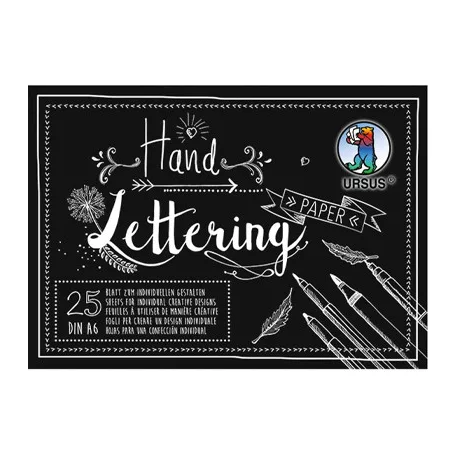 Papírtömb A6, Black Fekete/ Ursus Handlettering Papier (25 ív)