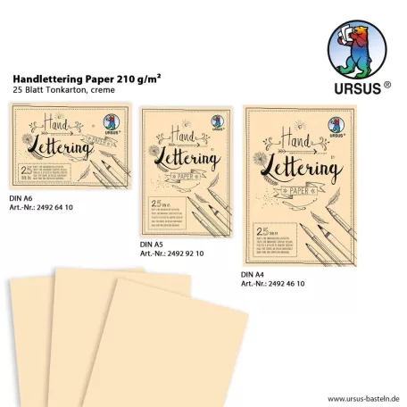 Papírtömb A6, Creme Krém/ Ursus Handlettering Papier (25 ív)