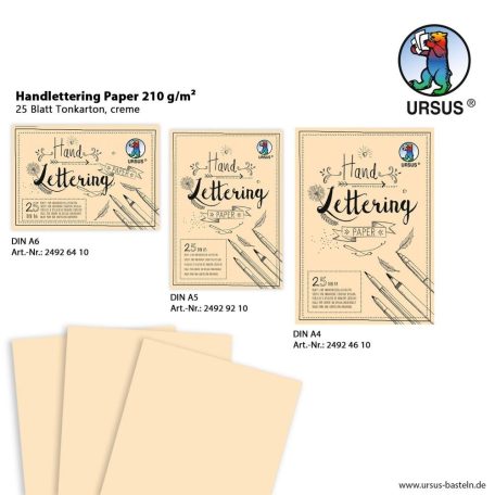 Papírtömb A4, Creme Krém/ Ursus Handlettering Papier (25 ív)