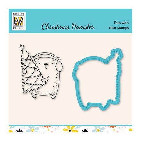 Vágósablon, bélyegzővel , Christmas tree / Nellie's Christmas Hamster (1 csomag)