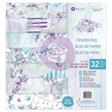 Papírkészlet 12" (30 cm), Aquarelle Dreams / Prima Marketing Paper Pad (32 lap)