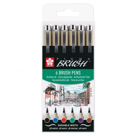 Sakura Pigma Brush Ecsetfilc készlet, 6 colours (6 db)