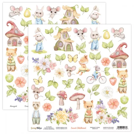 Scrapbook papír / Kivágóív , Sweet Childhood / ScrapBoys Paper (1 ív)