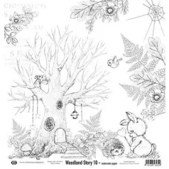   Scrapbook papír - akvarell 12" (30 cm), Woodland Story Watercolor paper 250gr. / Craft&You Paper (1 ív)