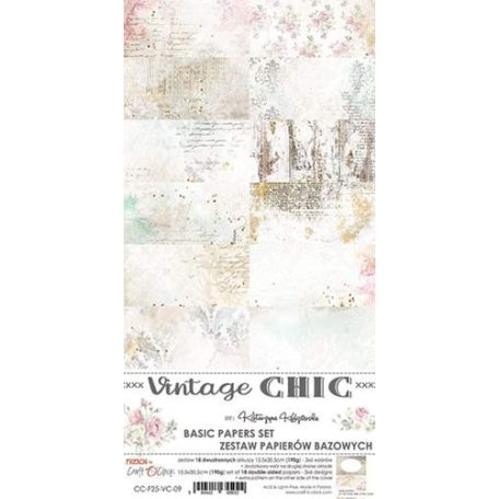 Papírkészlet 6"x15" (15cm x 30 cm), Vintage Chic / Craft O'Clock Basic Paper Set (1 csomag)