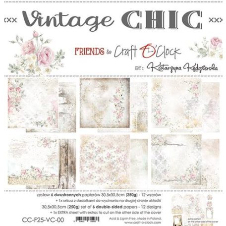 Papírkészlet 12" (30 cm), Vintage Chic / Craft O'Clock Paper Collection Set (1 csomag)