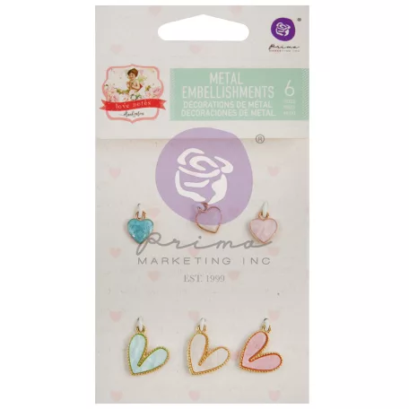 Díszítőelem , Love Notes / Prima Marketing Metal Charms (6 db)