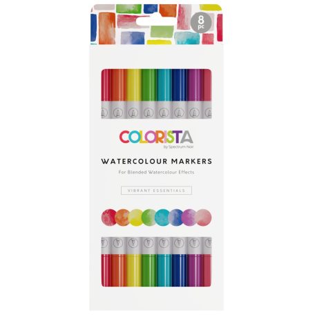Kétoldalas akvarell filctoll , Vibrant Essentials Watercolour Marker/ Spectrum Noir Colorista (8 db)