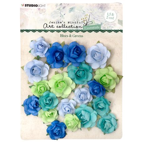 Virág díszítőelem , Blues & Greens / SL Essentials Paper Flowers (20 db)