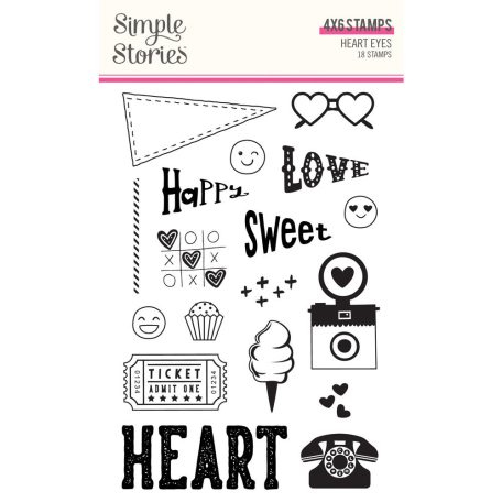Szilikonbélyegző , Clear Stamps / Simple Stories Heart Eyes (1 csomag)