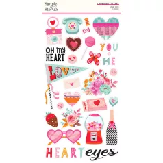   Chipboard 6"X12", Chipboard Stickers / Simple Stories Heart Eyes (1 ív)