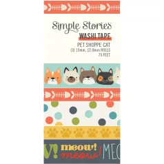   Dekorációs ragasztószalag , Washi Tape / Simple Stories Pet Shoppe Cat (5 db)