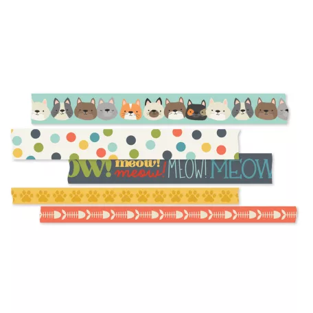 Dekorációs ragasztószalag , Washi Tape / Simple Stories Pet Shoppe Cat (5 db)