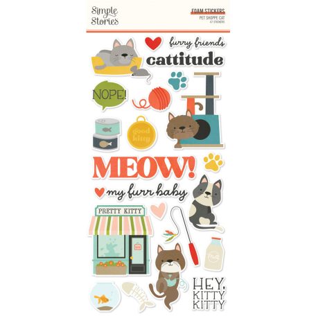 Matrica , Foam Stickers / Simple Stories Pet Shoppe Cat (2 ív)
