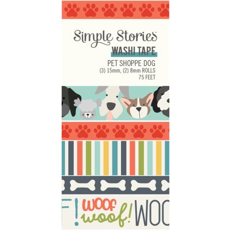 Dekorációs ragasztószalag , Washi Tape / Simple Stories Pet Shoppe Dog (5 db)