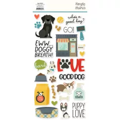   Matrica , Foam Stickers / Simple Stories Pet Shoppe Dog (2 ív)
