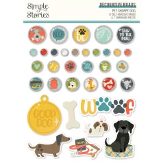   Díszítőelem , Decorative Brads / Simple Stories Pet Shoppe Dog (1 csomag)