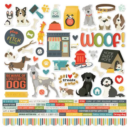 Matrica 12" (30 cm), Cardstock Stickers / Simple Stories Pet Shoppe Dog (1 ív)