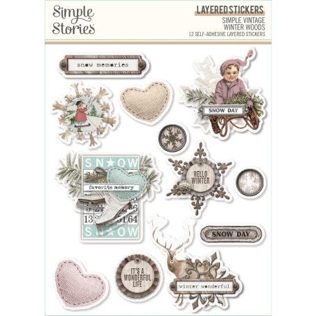 Matrica , Layered Stickers / Simple Stories Simple Vintage Winter Woods (2 ív)