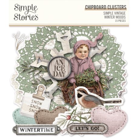 Chipboard , Chipboard Clusters / Simple Stories Simple Vintage Winter Woods (1 csomag)