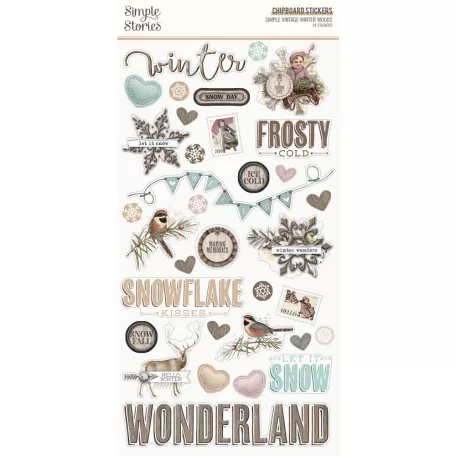 Chipboard 6"X12", Chipboard Stickers / Simple Stories Simple Vintage Winter Woods (1 ív)