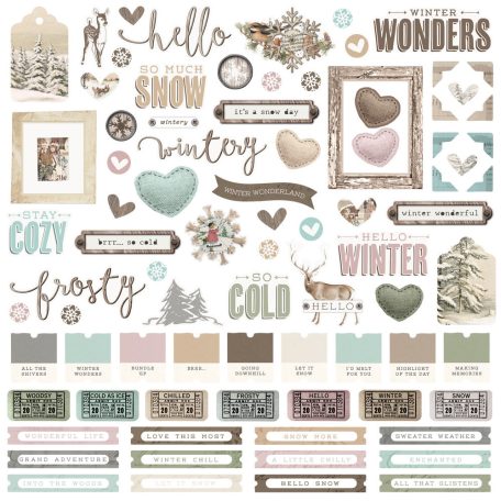 Matrica 12" (30 cm), Cardstock Stickers / Simple Stories Simple Vintage Winter Woods (1 ív)