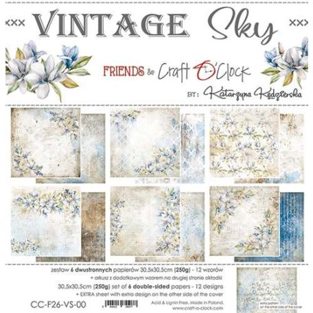 Papírkészlet 12" (30 cm), Vintage Sky / Craft O'Clock Paper Collection Set (1 csomag)