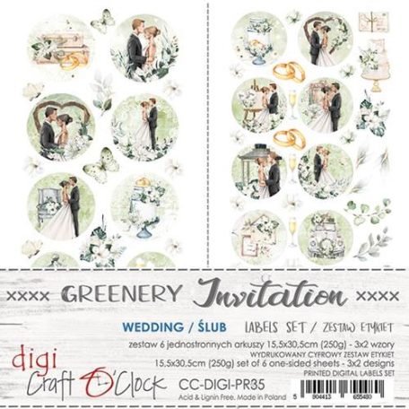 Kivágóív , Greenery Invitation Digi Label Wedding Set/ Craft O'Clock Mixed Media (1 csomag)