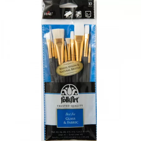 Ecset készlet szövet- és üvegfestéshez , Premium Glass Painting Brushes / Folkart Brush (10 db)