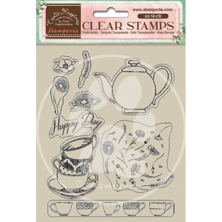 Szilikonbélyegző , Create Happiness Welcome Home Cups/ Stamperia Clear Stamps (1 csomag)